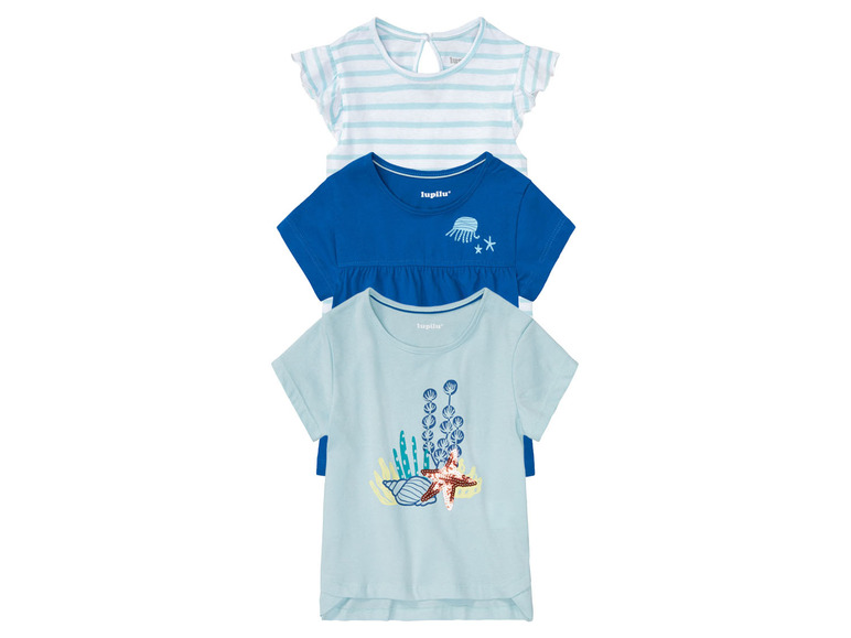 Gehe zu Vollbildansicht: lupilu Kleinkinder Mädchen T-Shirts, 3 Stück, aus reiner Baumwolle - Bild 17