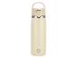 Cremefarbene Thermosflasche mit Griff und Klappdeckel