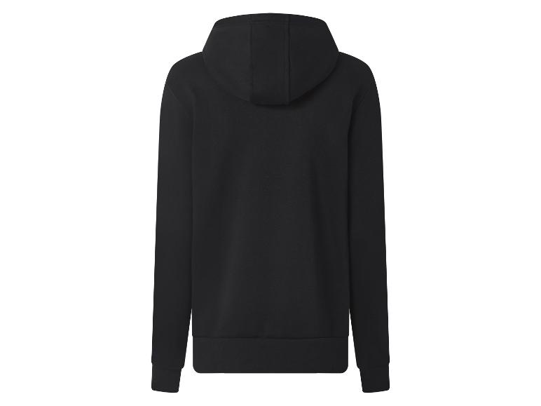 Schwarzer Kapuzenpullover, Rückansicht.