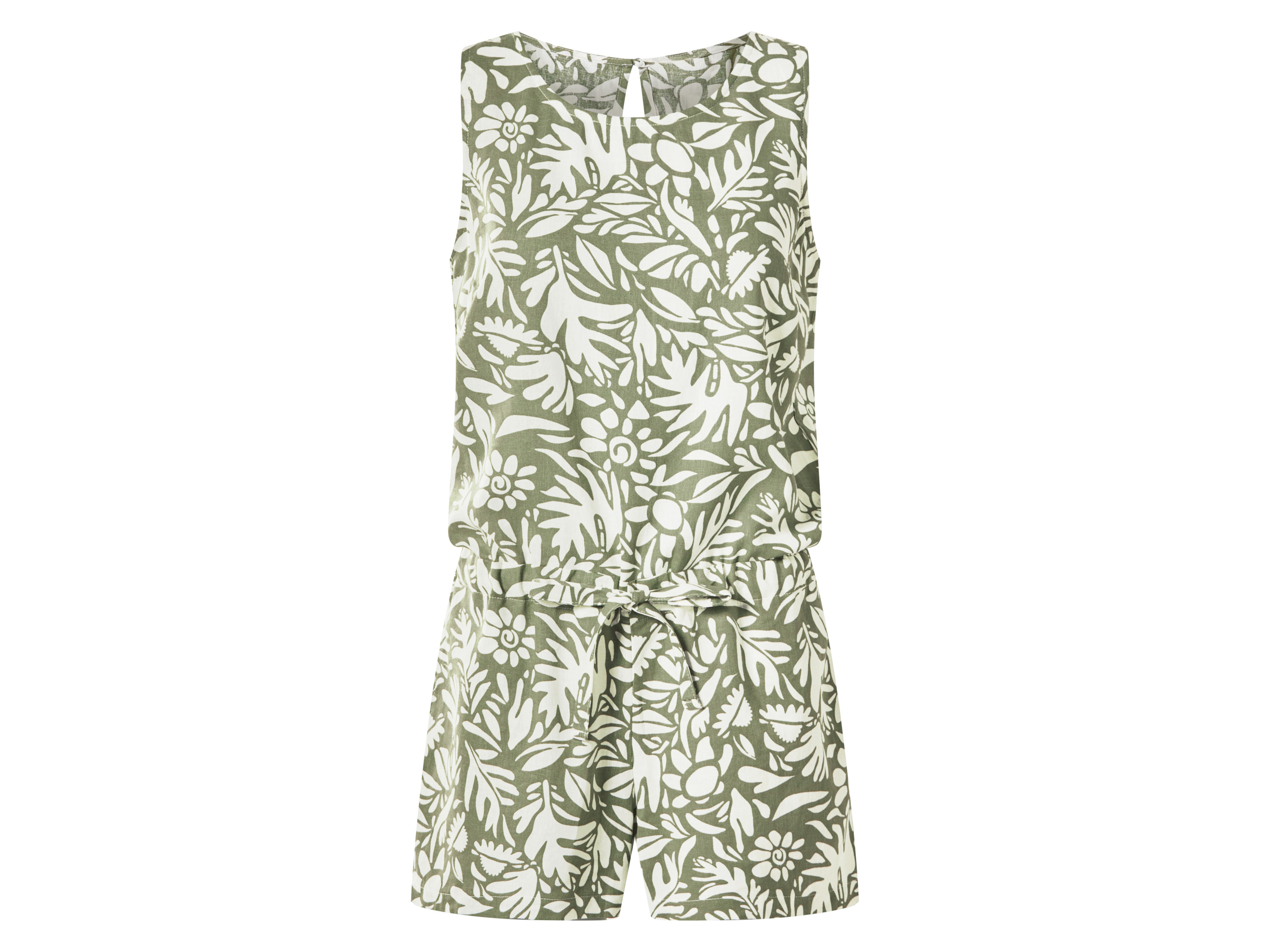 ESMARA® Damen Jumpsuit mit Leinen (Grün/Weiß, 42)