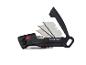 Schwarzes Multitool-Messer mit Ersatzklingen und roten Details