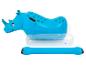 Blaues aufblasbares Nashorn und Zubehör.