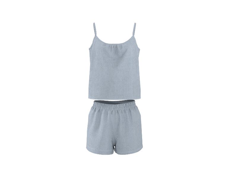 Hellblaues zweiteiliges Pyjama-Set mit Spaghettiträger-Top und Shorts