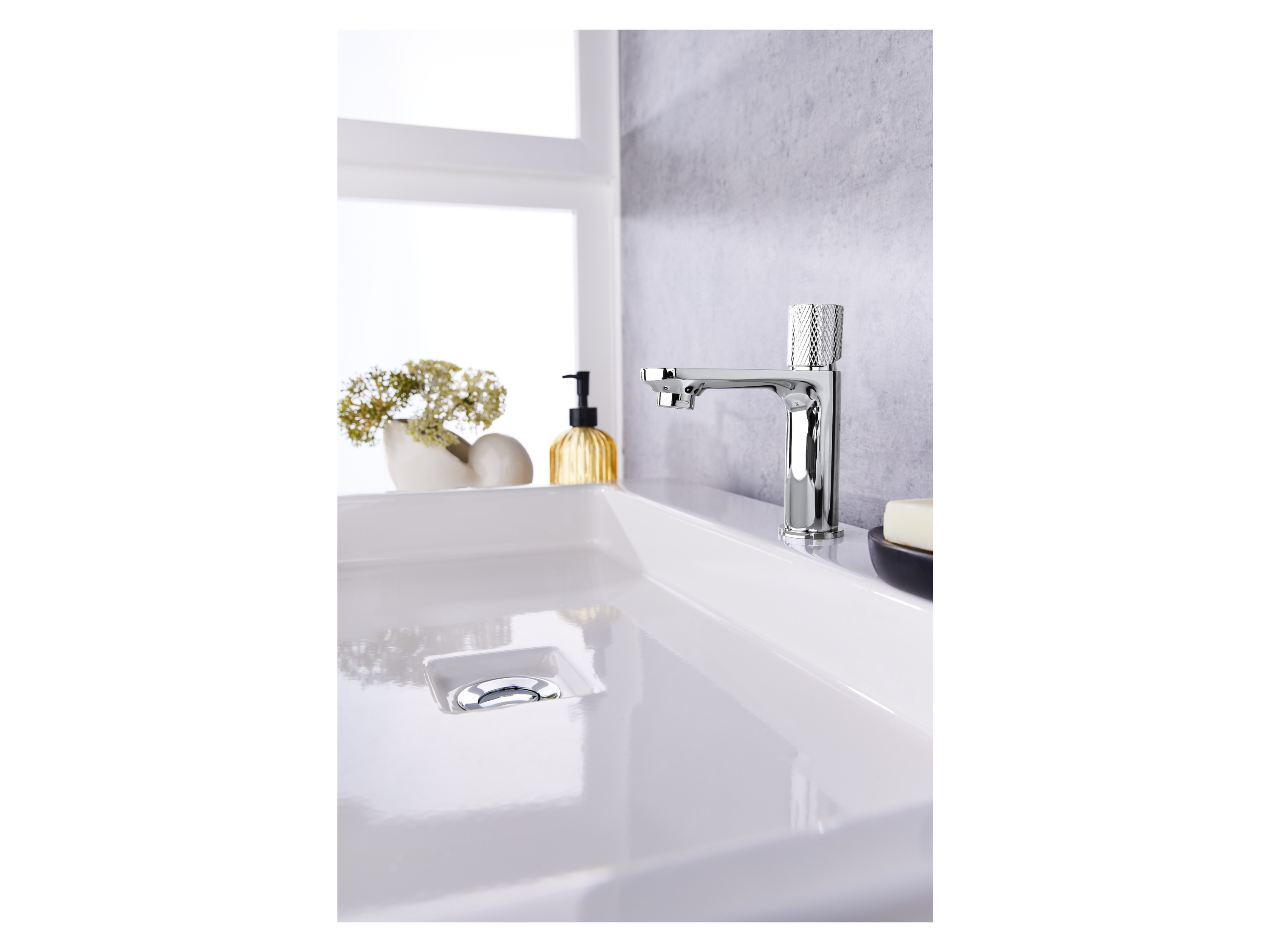 Thumbnail - LIVARNO home Waschtischarmatur mit Knopfhebel (Silber)