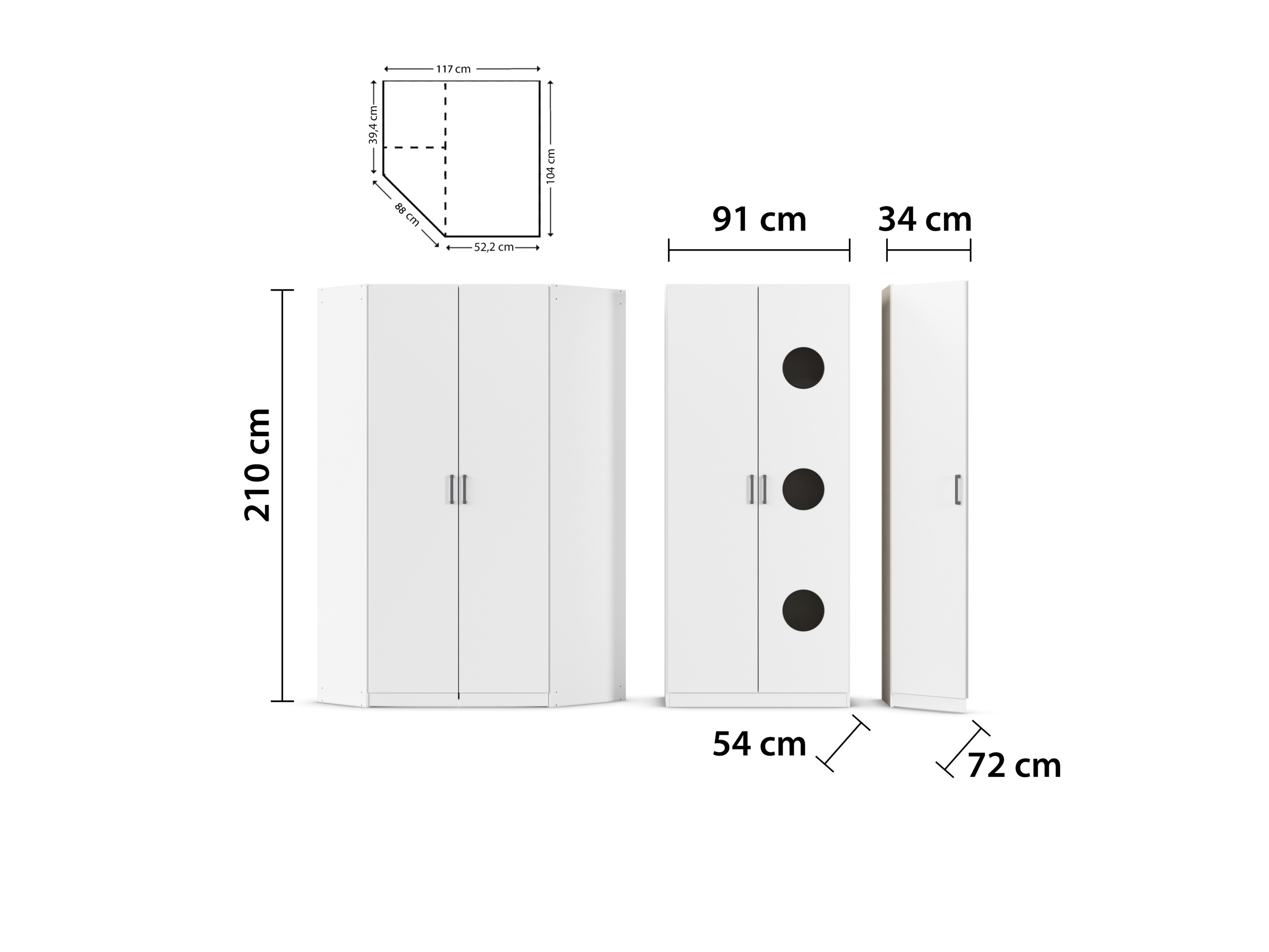 Thumbnail - rauch BLUE Allrounder, Grundelement Wäscheschrank 2trg (+ Eckschrank + Ausgleichstüre, Alpinweiß)