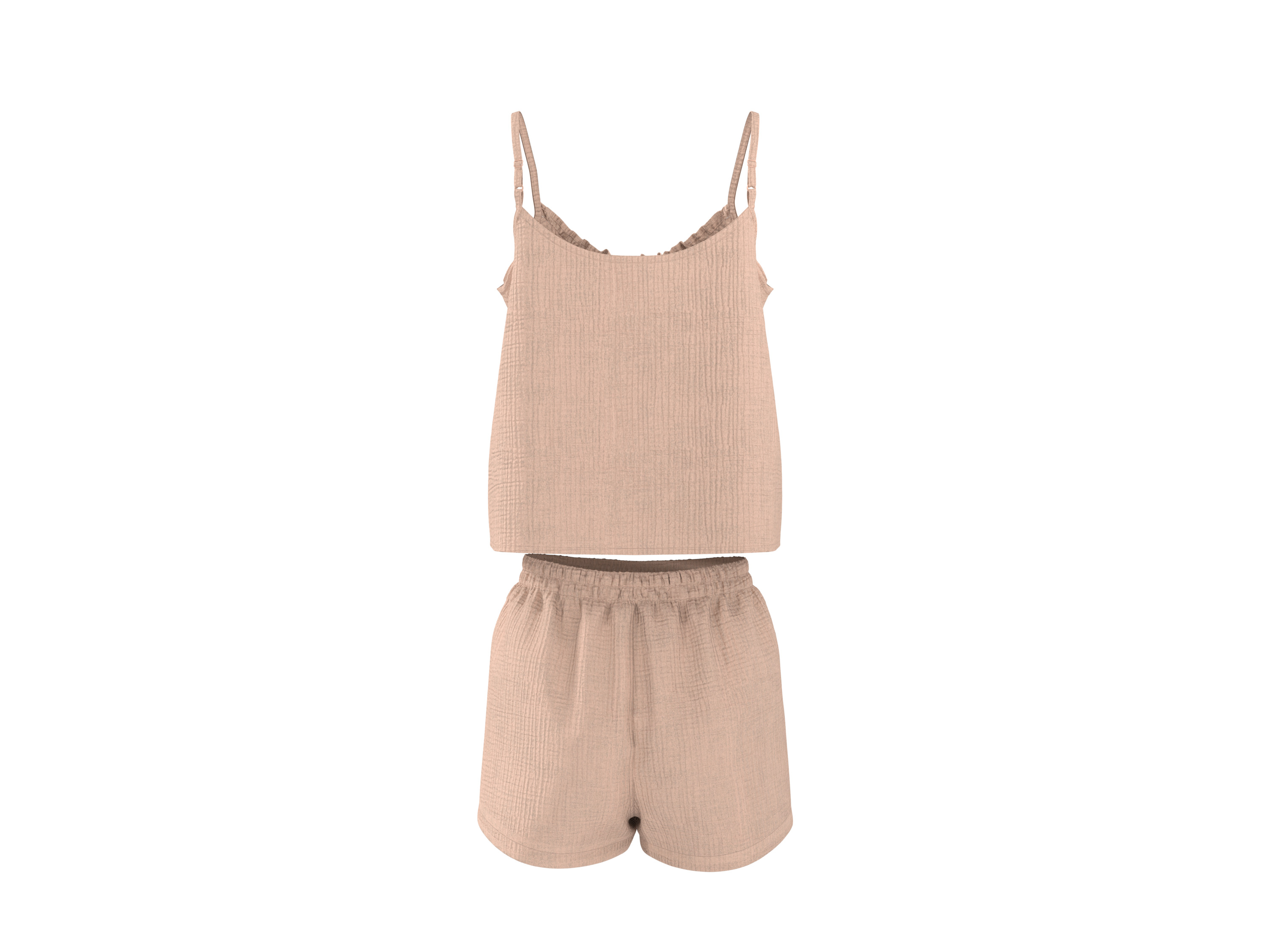 ESMARA® Damen Shorty Musselin-Pyjama (Apricot, L (44/46)) – Bild 4 von 4