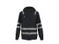 Dunkelblaue Jacke mit reflektierenden Streifen und Kapuze