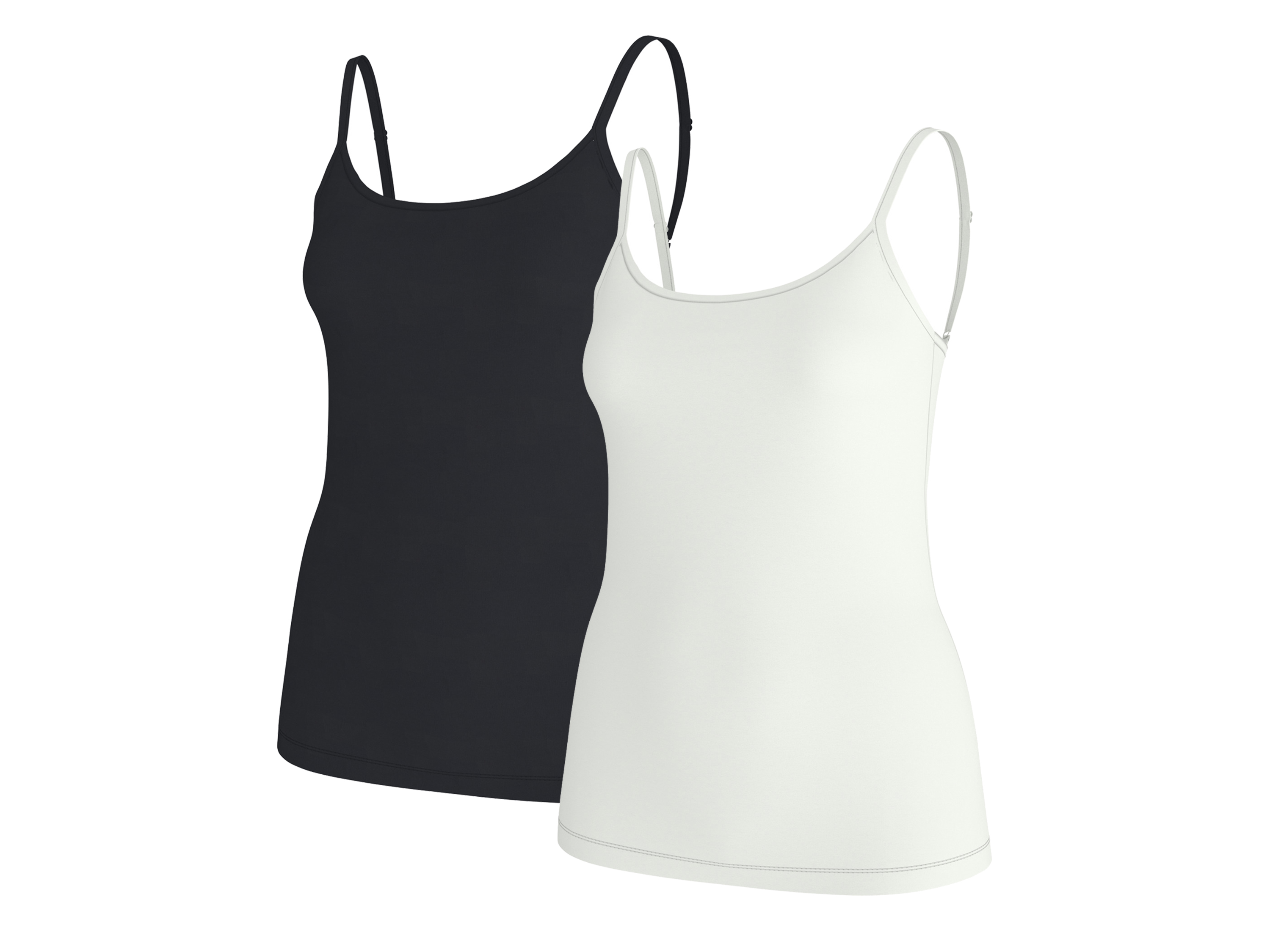 ESMARA® Damen Spaghettitops, 2 Stück (Schwarz/weiß, L(44/46)) - Farbe: weiss