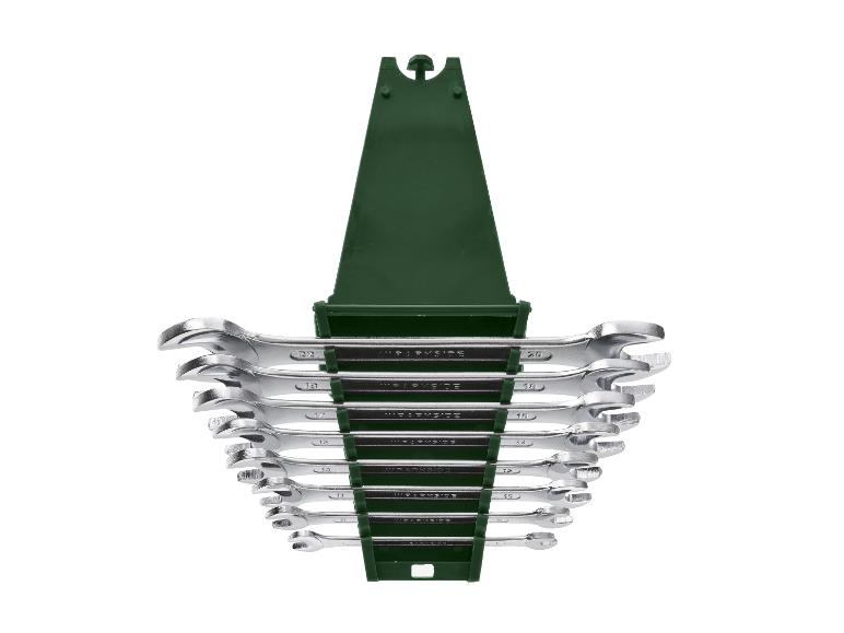 Satz Maulschlüssel in grünem Ständer, Größen 6 bis 22 mm