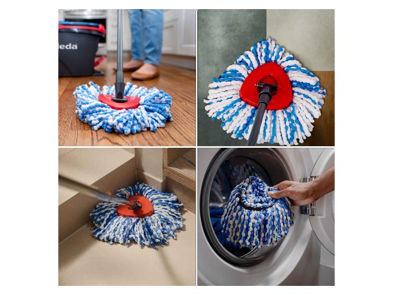 Vileda Mopp mit Eimer, reinigt Böden und wird in der Waschmaschine gewaschen.