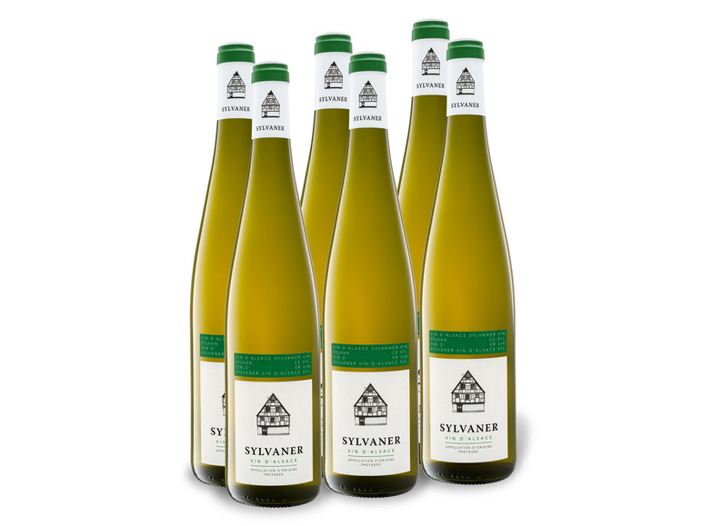 Gehe zu Vollbildansicht: 6 x 0,75-l-Flasche Weinpaket Sylvaner Vin 'Alsace AOP trocken, Weißwein - Bild 1