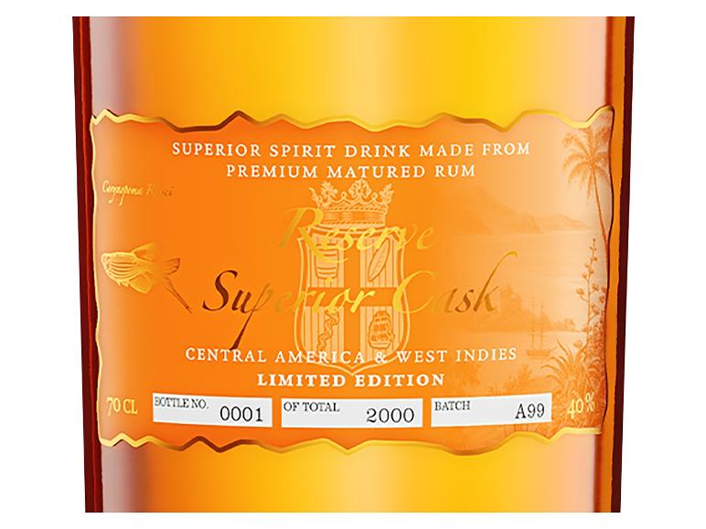 Etikett Superior Spirit Drink Limited Edition, Flasche Nr. 0001 von 2000, 40% Vol.