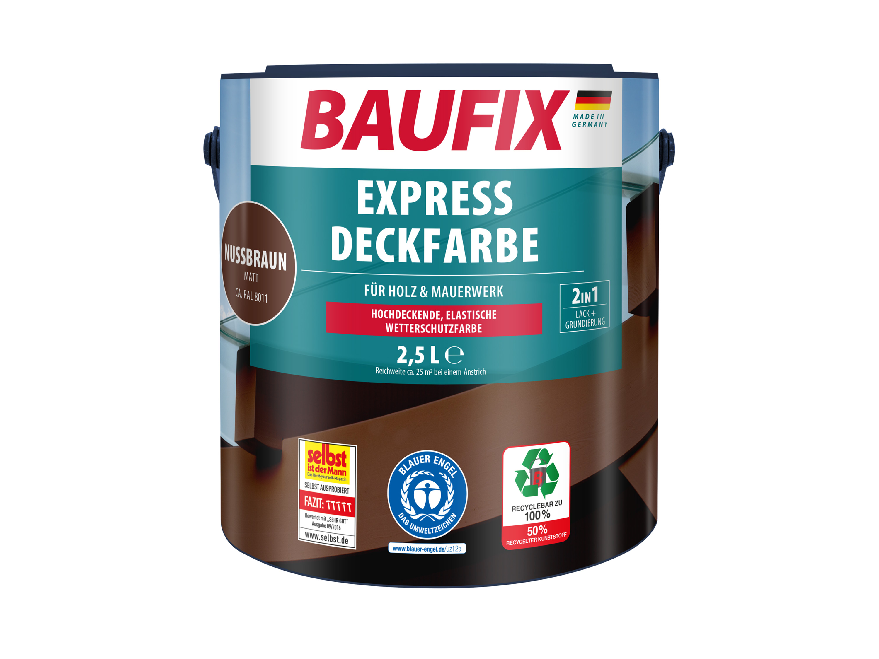 BAUFIX Express Deckfarbe 2,5 Liter (nussbraun matt) | 04014505042188