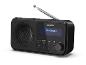 Schwarzes tragbares Radio mit ausziehbarer Antenne und Bluetooth-Display