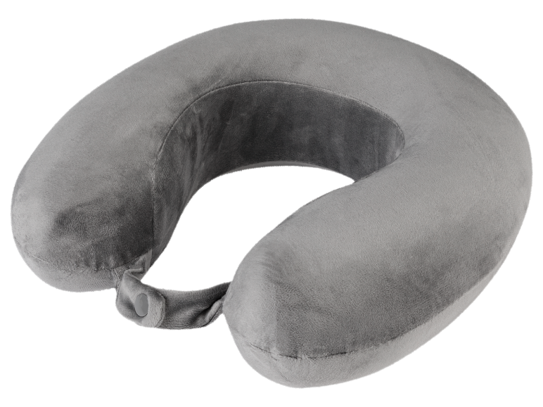 Graues Reisekissen mit Verschluss.