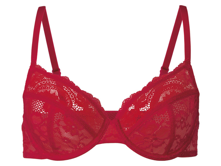 Ein roter BH aus Spitze.