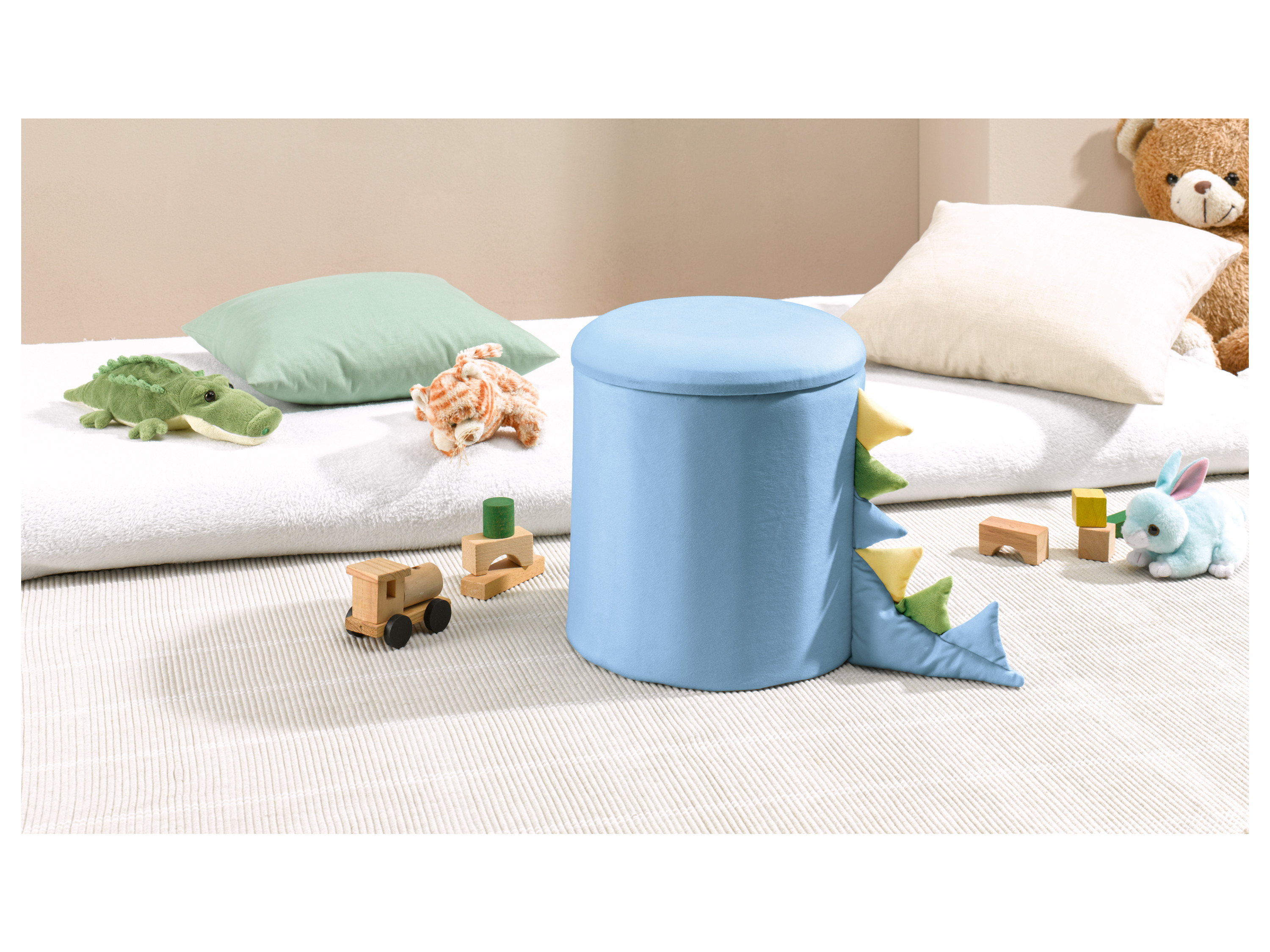 LIVARNO HOME Kinderhocker mit Aufbewahrung, mit Holzfüßen (Aufbewahrung - Dino) – Bild 2 von 4