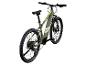Grünes Mountainbike mit schwarzen Reifen und Sattel auf weißem Hintergrund.
