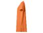 Orangefarbenes Kurzarmkleid mit Seitenschlitzen, Seitenansicht.