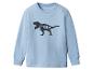 Hellblaues Langarm-Sweatshirt mit schwarzem T-Rex-Aufdruck und dem Text „T-REX“.