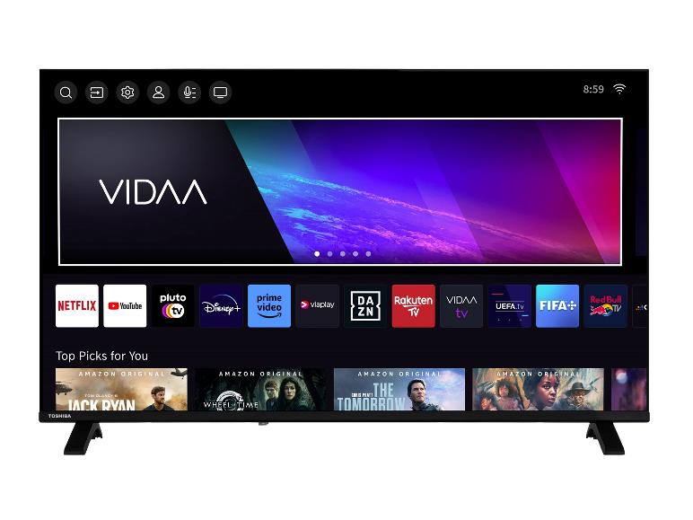 Smart-TV mit Startbildschirm, Streaming-Apps und empfohlenen Sendungen