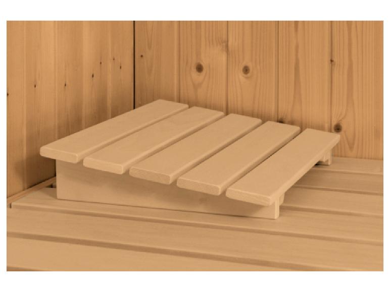 KARIBU Sauna Niru hölzerne Kopfstütze auf einer Bank