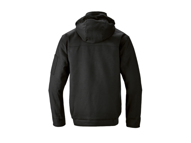 Schwarze Herrenjacke mit Kapuze, Rückansicht