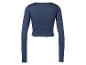 Marineblaues Langarm-Top mit eckigem Ausschnitt und dezentem Logo auf dem Rücken