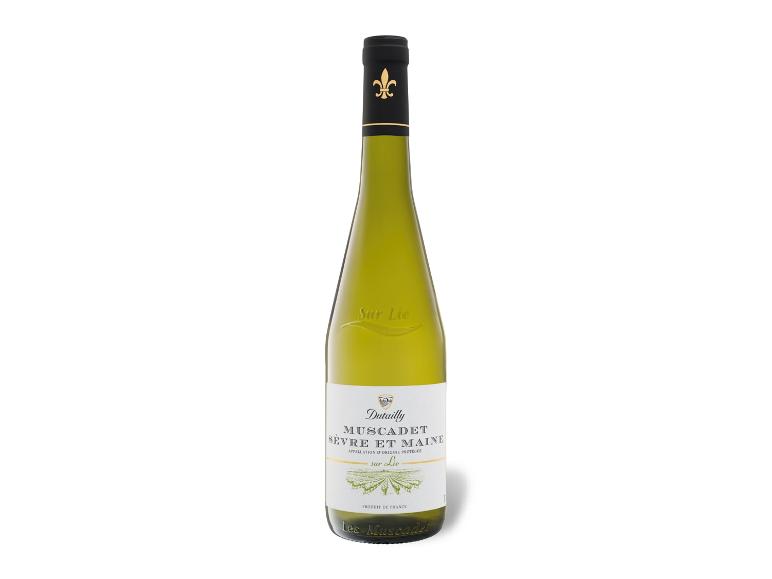 Weißwein Muscadet Sèvre et Maine Sur Lie mit Weingutetikett.