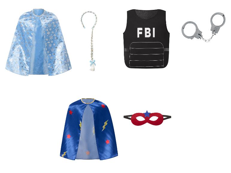 Prinzessinnen- und Superhelden-Umhänge, FBI-Weste und Handschellen.