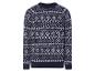 Ein dunkelblauer Pullover mit Wintermuster