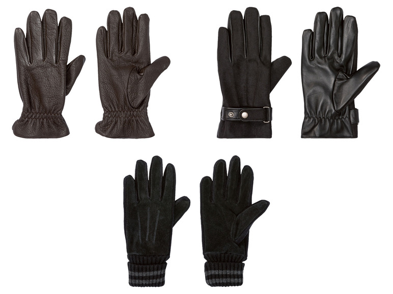 Schwarze und braune Lederhandschuhe für Herren.