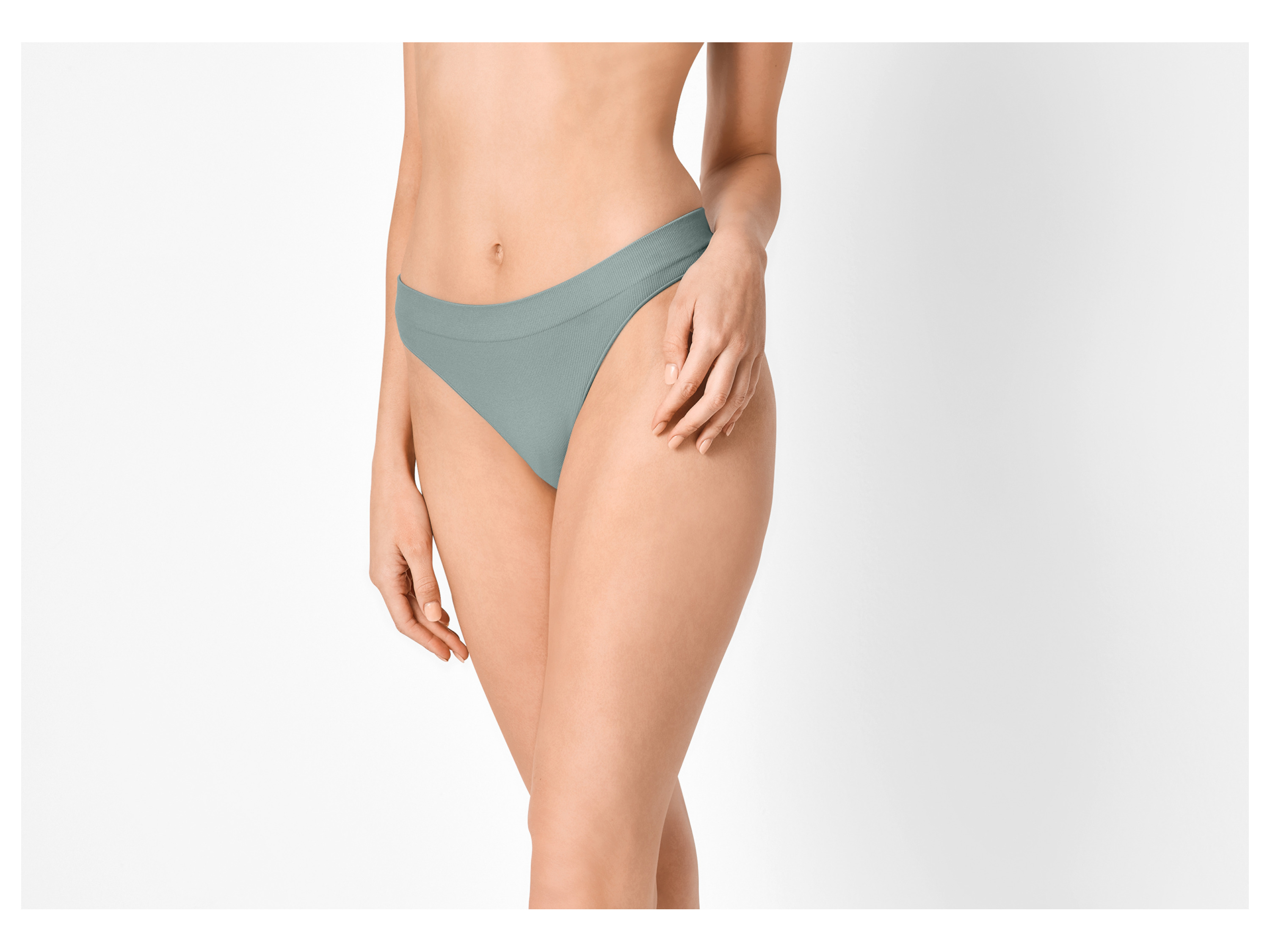 Thumbnail - esmara® Damen Slip Rippe seamless, 3 Stück (Grün, S(36/38))