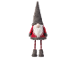 Weihnachtlicher Dekozwerg mit grauer Mütze, weißem Bart und rotem Outfit.