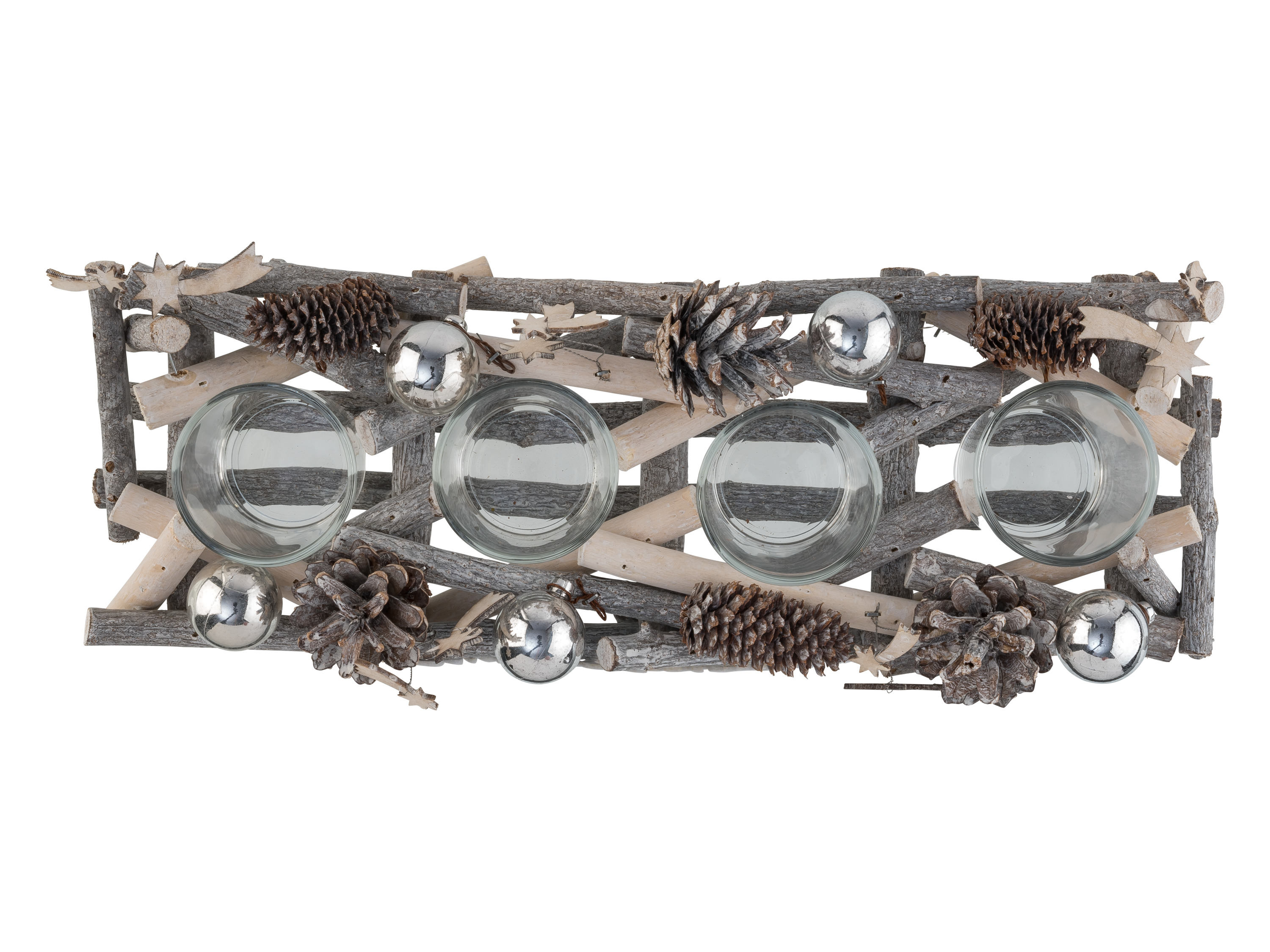 Thumbnail - LIVARNO home Adventskranz rechteckig mit 4 Teelichthaltern (Silber)