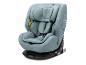 Hellblauer Babyautositz mit Polstern und Sicherheitsgurt.