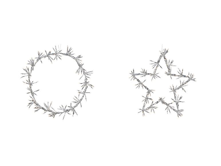 Leuchtende Girlanden in Kreis- und Sternform mit warmweißen Lichtern