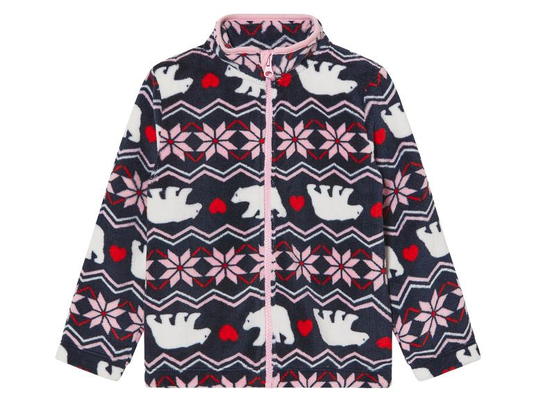 Fleecejacke mit Eisbären- und Schneeflockenmuster.