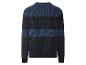 Herrenpullover in Dunkelblau und Blau gestreift, Rückansicht.