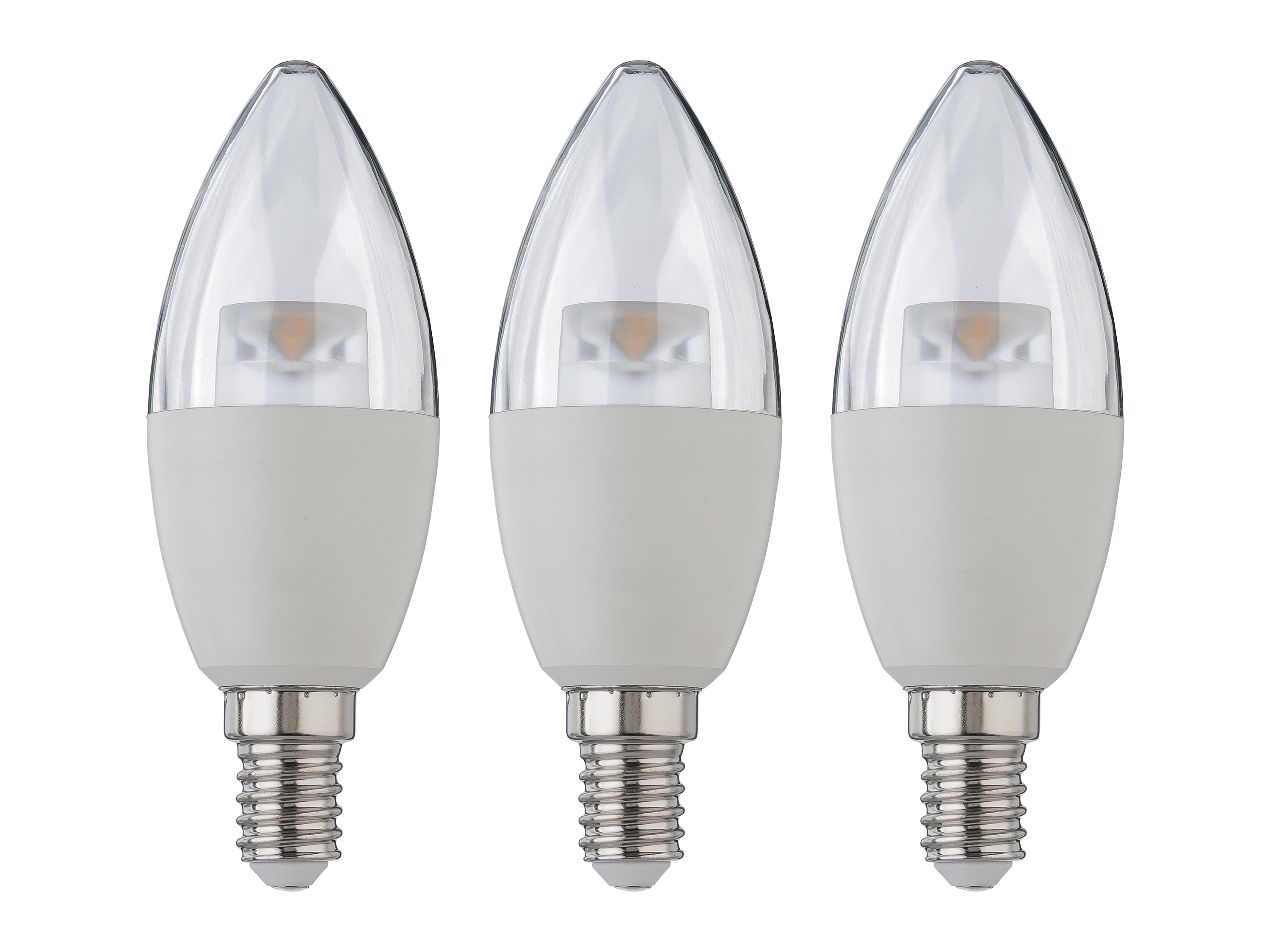 LIVARNO home Leuchtmittel LED Birne/ Kerze (6W E14 Kerze transparent, 3er) | 04055334955423