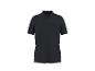 Schwarzes Kurzarm-Poloshirt mit Brusttasche und Knöpfen.