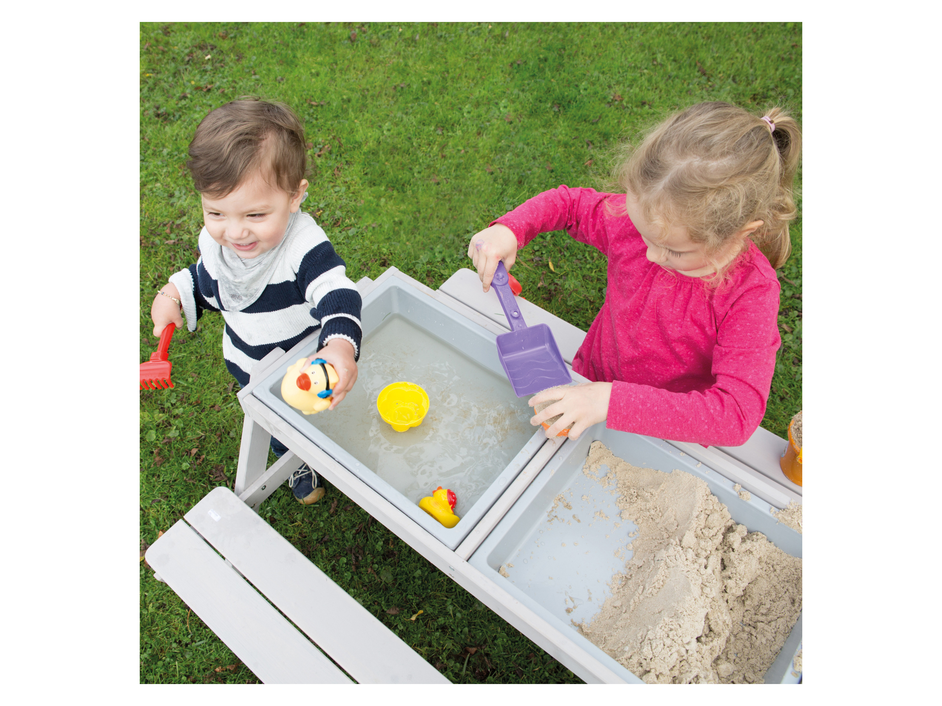 Thumbnail - roba Outdoor Kindersitzgarnitur (mit Spielwannen, Grau)