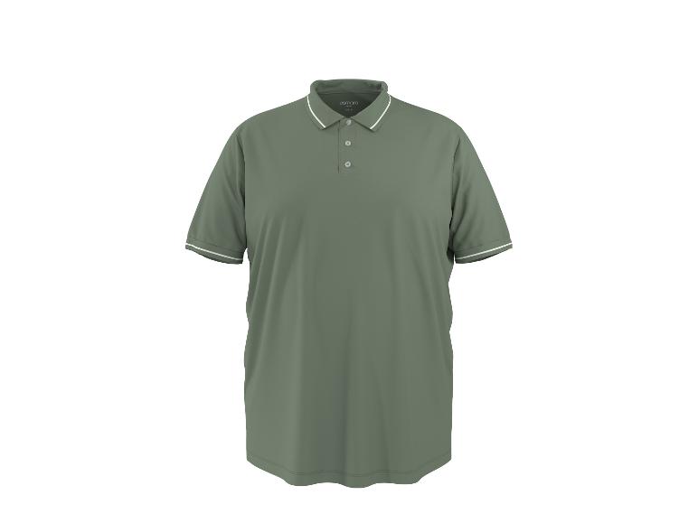 Herren-Poloshirt in Olivgrün mit weißen Streifen an Kragen und Ärmeln
