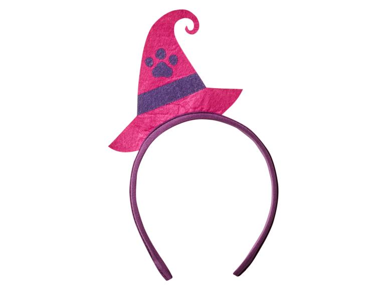 Haarreif mit rosa Hexenhut, lila Band und Pfotenabdruck