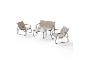 Gartenlounge-Set mit Zweisitzer-Sofa, zwei Sesseln und Couchtisch.