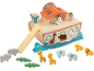Holzspielzeug Arche Noah mit Tier- und Menschenfiguren.