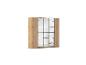 Holzkleiderschrank mit Spiegelschiebetüren und schwarzen Rahmen
