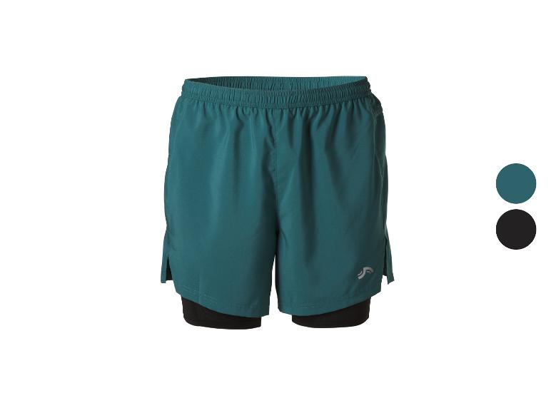Herren 2-in-1 Sportshorts, Petrol und Schwarz