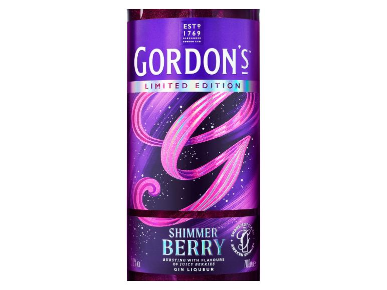 Gordon's Shimmer Berry Gin Liqueur, limitierte Edition mit saftigen Beerenaromen.