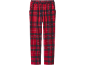 Rote karierte Hose mit elastischem Bund.